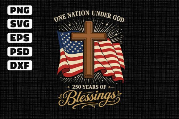 250 Years Blessings Cross Design: Faith & Patriotism