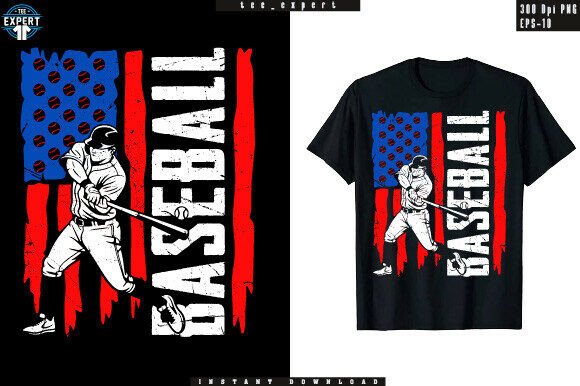 American Flag Baseball T-shirt Design: A Patriotic Graphic Asset