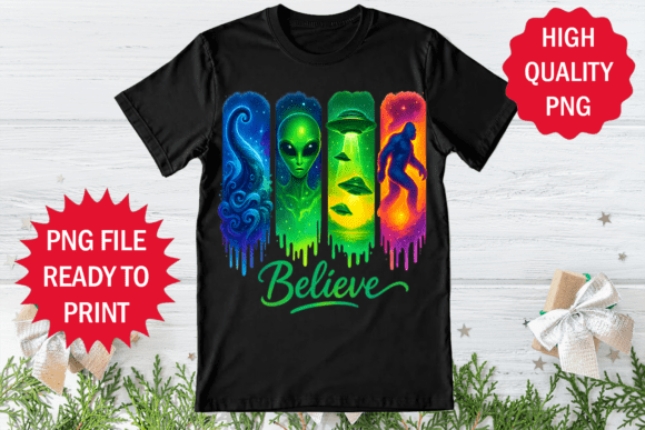 Believe of Alien UFO Design T-Shirt PNG: A Cosmic Creative Asset