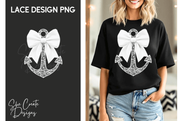 Elevate Projects with a White Coquette Lace Anchor Design PNG