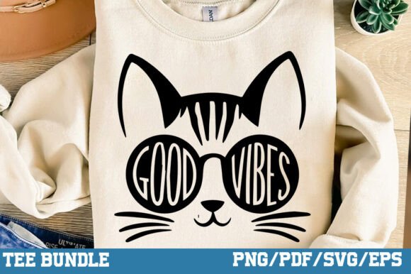 Elevate Your Designs with a Playful Good Vibes SVG & Cat Meow PNG