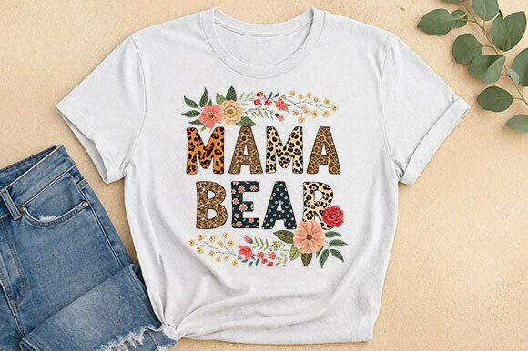Mama Bear Floral T-Shirt Design: A Versatile Asset for Modern Creators