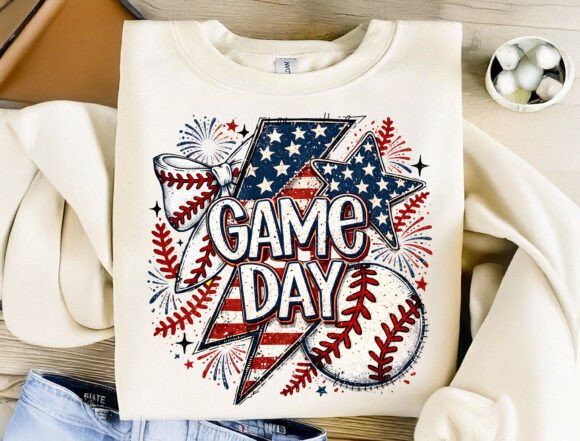 Patriotic Baseball Game Day Sublimation Design Png