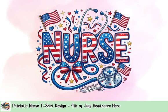 Patriotic Nurse T-Shirt Design: A 4th of July Healthcare Hero