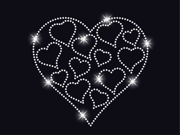 Rhinestone Clustered Heart Design: A Sparkling Asset for Modern Creatives