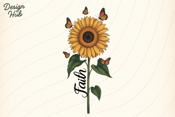 Sunflower with Butterflies PNG Design: A Botanical Asset