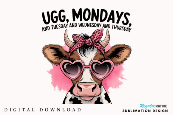 Ugg, Monday & Sublimation: Quirky Cow Designs for Creative Projects